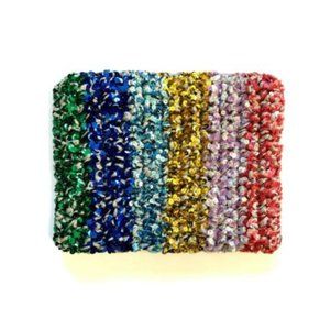 NEW Lorenza Gandaglia Clutch Bag Purse Sequins Rainbow Stripe Ribbon Woven RARE